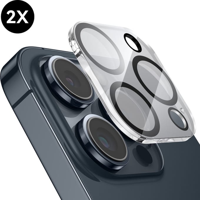 2x Camera Lens Screen Protector geschikt voor iPhone 15 Pro / iPhone 15 Pro Max Camera Lens Screen Protector - Screenprotector - Camera Protector geschikt voor iPhone 16 Pro / iPhone 16 Pro Max Camera Lens Screen Protector