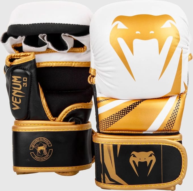 Venum Challenger 3.0 MMA Sparring Handschoenen WIT/ZWART/GOUD - L/XL