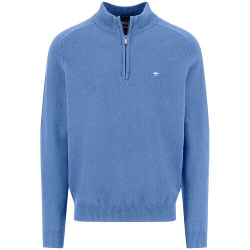 Fynch-Hatton Trui Troyer Zip Lambswool Crystal Blue / male