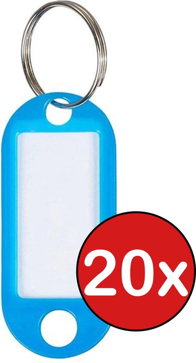 Sleutellabels Sleutelhanger Bagagelabel Sleutellabel Gekleurde Naamlabels Label - Blauw - 20 PACK