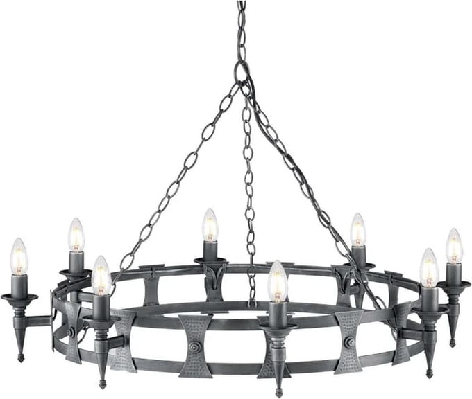 Elstead Lighting LED Kroonluchter | 8X E14 Max 60W | Dimbaar | Black/Silver Patina