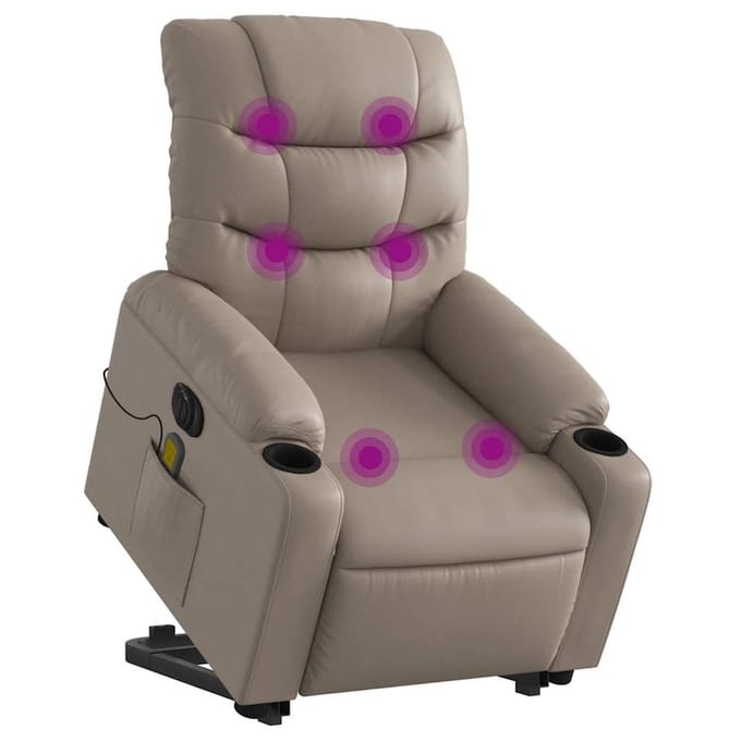 vidaXL - Sta-op-massagestoel - elektrisch - kunstleer - cappuccinokleurig