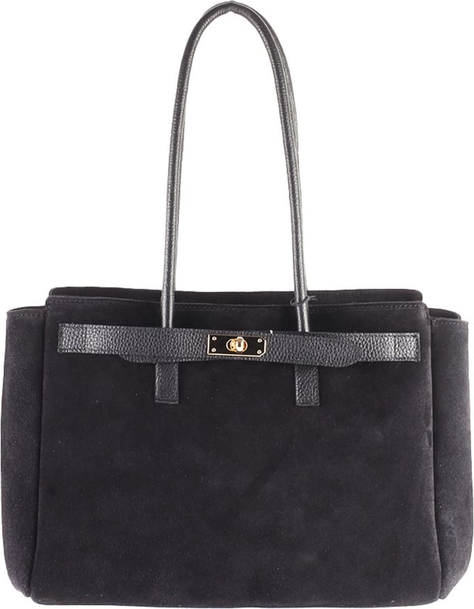 Giuliano lederen handtas Josephine - Zwart - Suède - Made in Italy