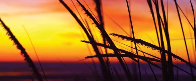 Fotobehang Beach Sunset | PANORAMIC - 250cm x 104cm | 130g/m2 Vlies