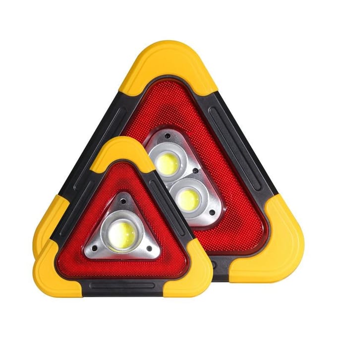 Triangle de signalisation pour voiture avec lumière LED solaire et signal d'urgence réfléchissant black
