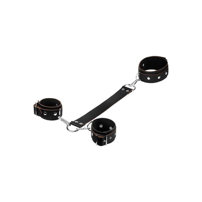 Rimba - Lederen Collar En Polsboeien Set - Incl. Lederen Verbindingsstrap
