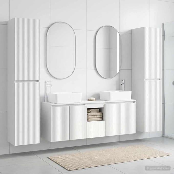 vidaXL - Badkamerkast - set - 5 - st - Wit - 33 - x - 34,5 - x - 160 - cm - Bewerkt - hout