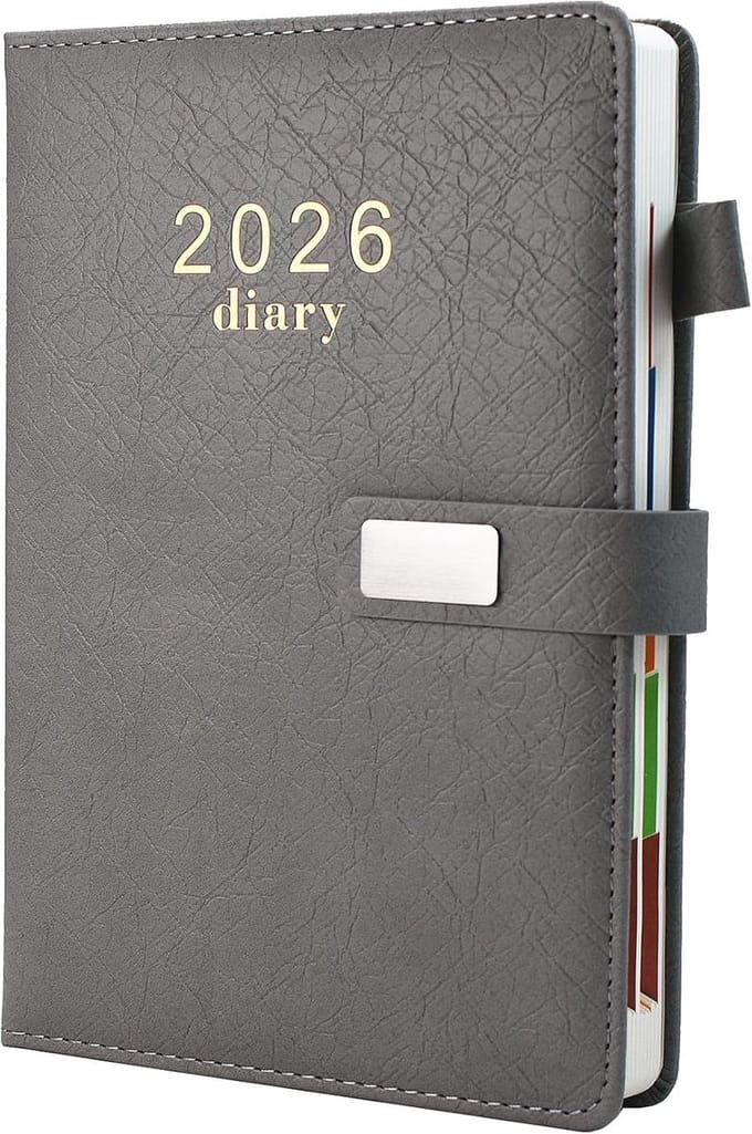 Planner 2026 A5 - Dagboek met Pagina per Dag, Maandplanner & Tabs - Jaarplanner Kunstleer
