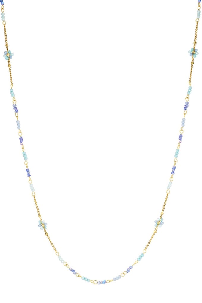 Lange Ketting Blooming Breeze Blauw - Statement Sieraad - Roestvrij staal - 95 cm