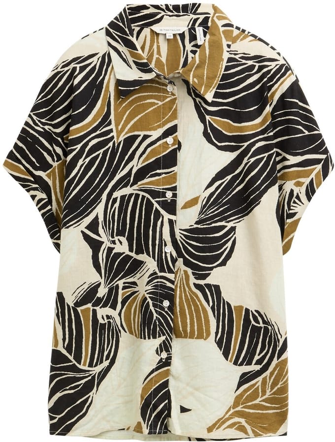 Tom Tailor Losvallende blouse met linnen inhoud