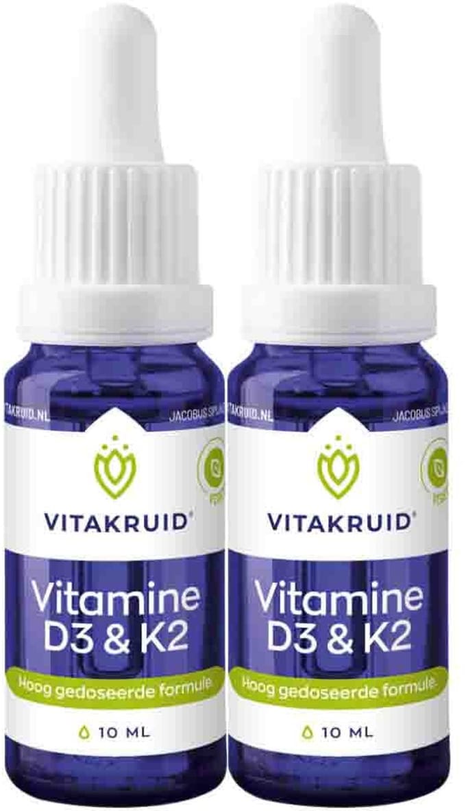 Vitakruid - Vitamine D3 & K2 - 2 x 10 ml - Voordeelverpakking