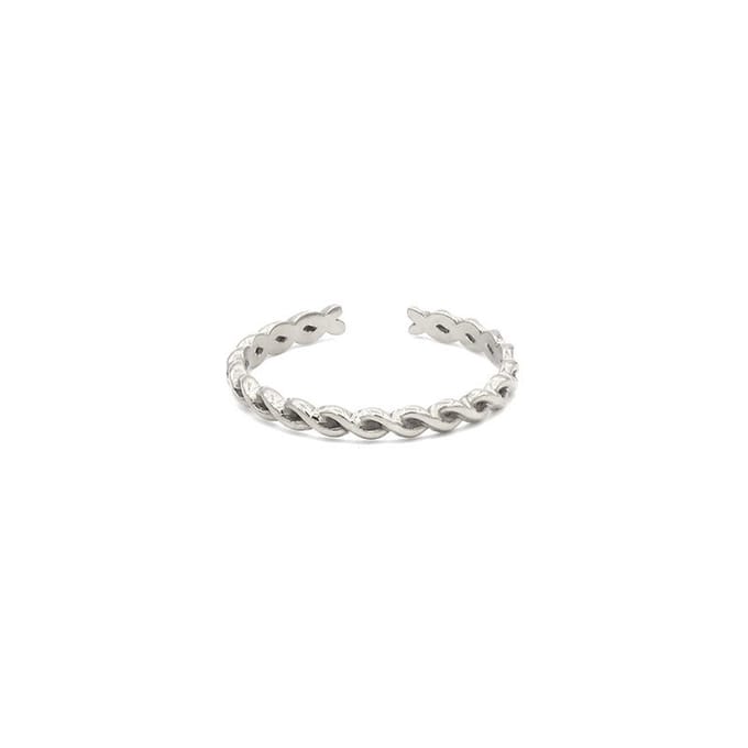 Mint15 Verstelbare ring gedraaid 'Twisted' - Zilverkleur RVS/Stainless Steel
