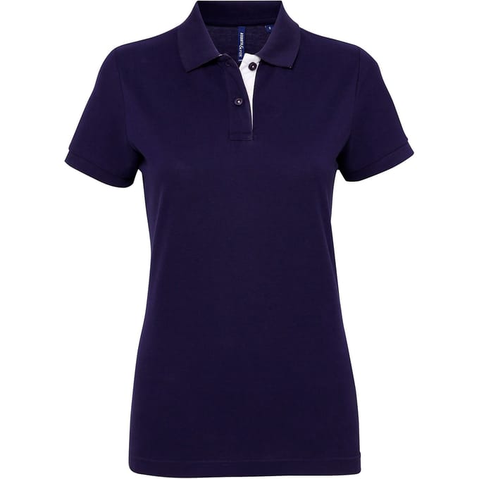 Asquith & Fox Dames/Dames Korte Mouwen Contrast Poloshirt (Marine / Wit)