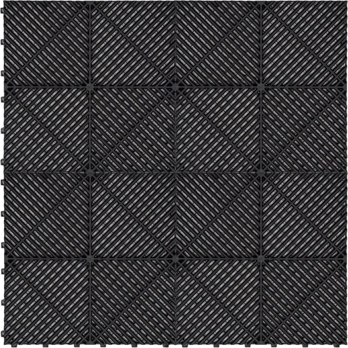 Geventileerde kliktegels - zwart - 6m x 6m - antislip