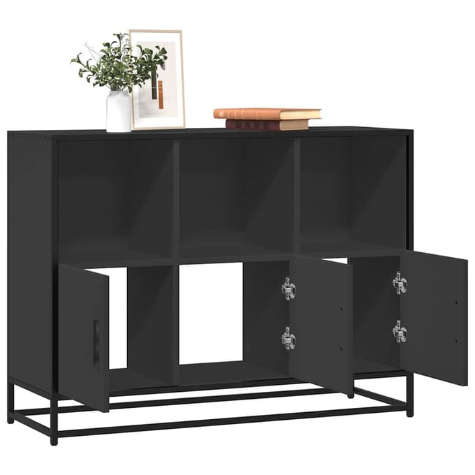 vidaXL - Dressoir - 100x35x76 - cm - bewerkt - hout - zwart