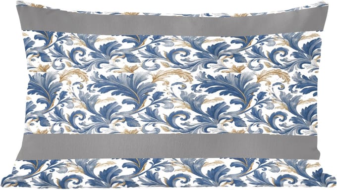 Sierkussens - Kussentjes Woonkamer - 50x30 cm - Bloem - Blauw - Goud - Patroon