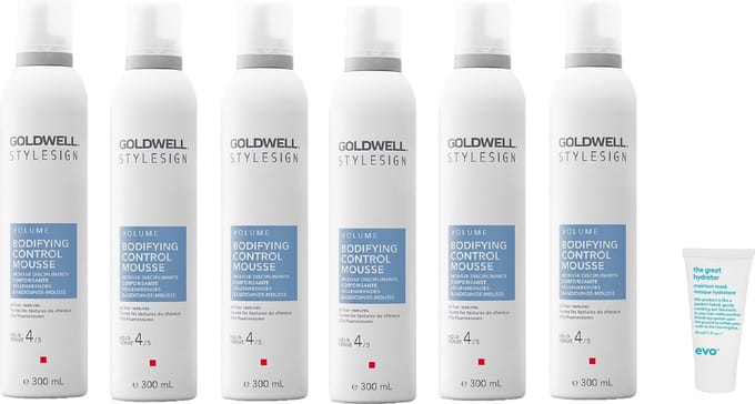 6 x Goldwell - Stylesign Bodifying Control Mousse - 300 ml + WILLEKEURIG Travel Size