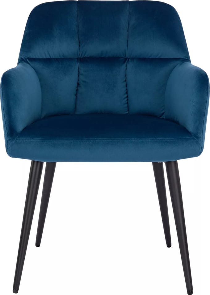 Vente-unique Set van 2 stoelen PEGA - Met armleuningen - Fluweel en metaal - Blauw