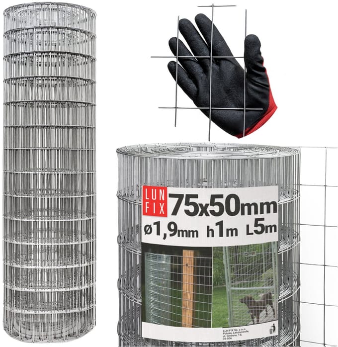 LUN FIX - Volierendraht + verzinkt staal - 1m x 5m - Ø 1,9 mm - Hasendraht