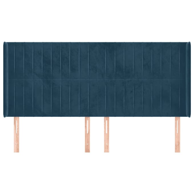 vidaXL - Hoofdbord - met - randen - 203x16x118/128 - cm - fluweel - donkerblauw