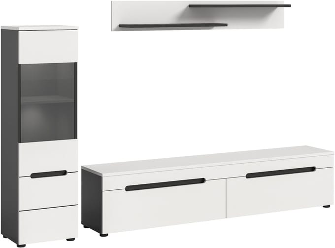 Canu wandkast C7 systeem inclusief verlichting wit, donkergrijs.