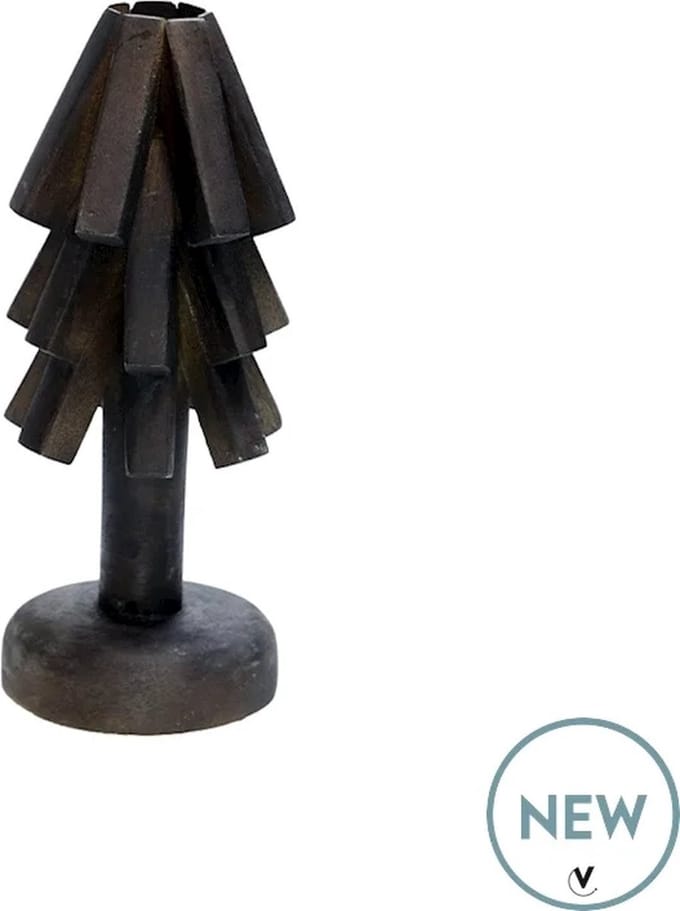 Kandelaar Rivertone | Kerstboom | Walnoot - walnut | Bruin | Ø10 x H22 cm