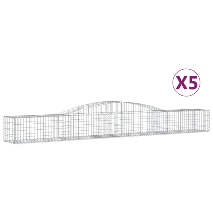 vidaXL - Schanskorven - 5 - st - gewelfd - 400x50x40/60 - cm - ijzer