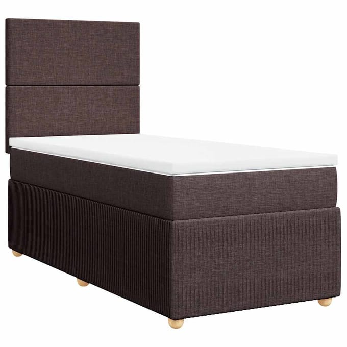 vidaXL - Boxspring - met - matras - stof - donkerbruin - 90x200 - cm
