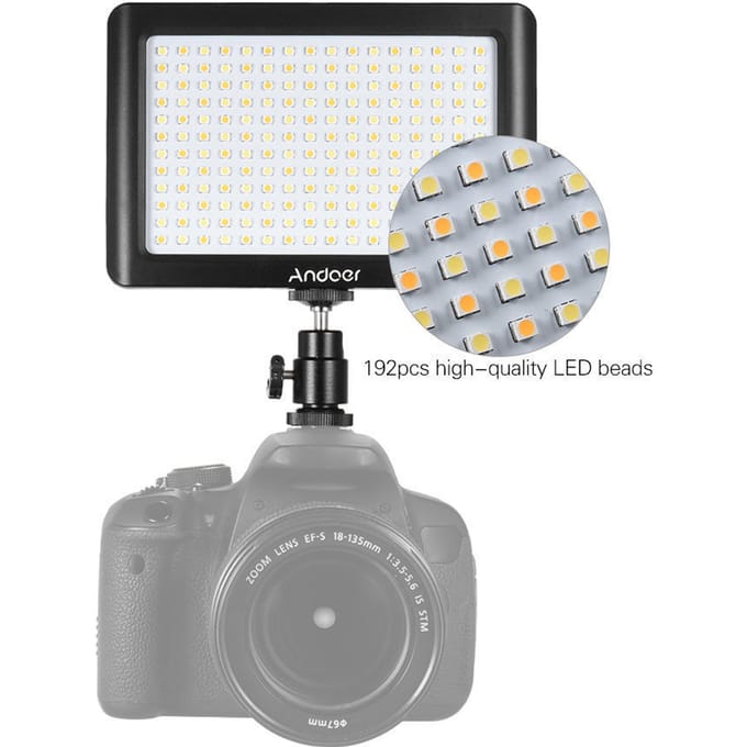 192 stuks LED-videolamp Fotografielamp Ultraheldere DSLR-camera DV-camcorder