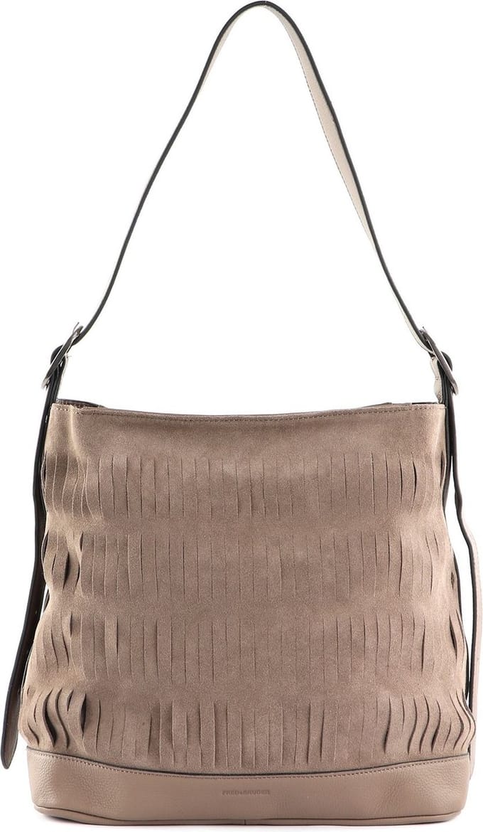 FREDsBRUDER Leren Schoudertas Rigla Hobo Soft Taupe Lichtbruin
