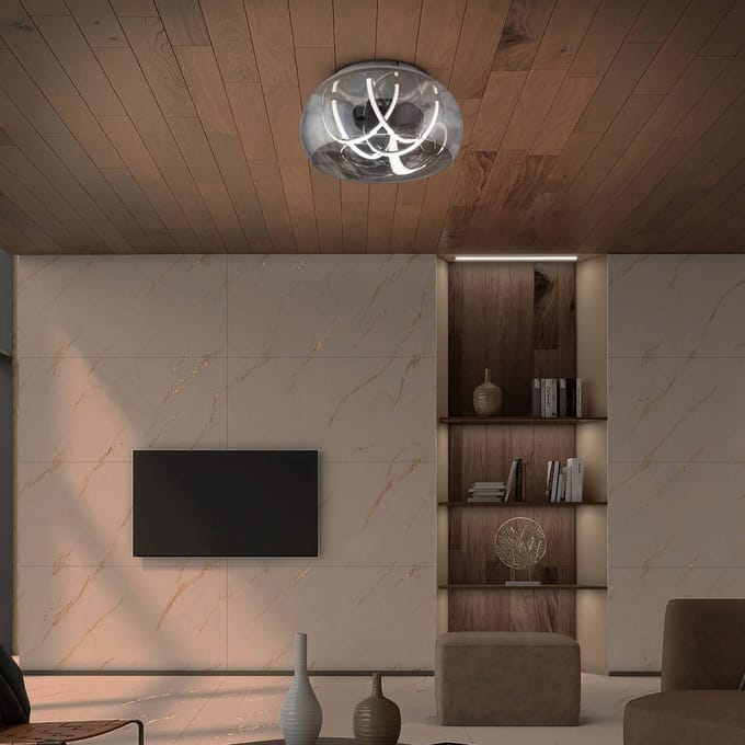 Näve LED plafondlamp Malou, glas, CCT, afstandsbediening