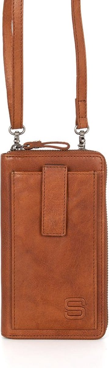 Leren RFID Portemonnee / Telefoonhouder - Mace - Brandy Cognac