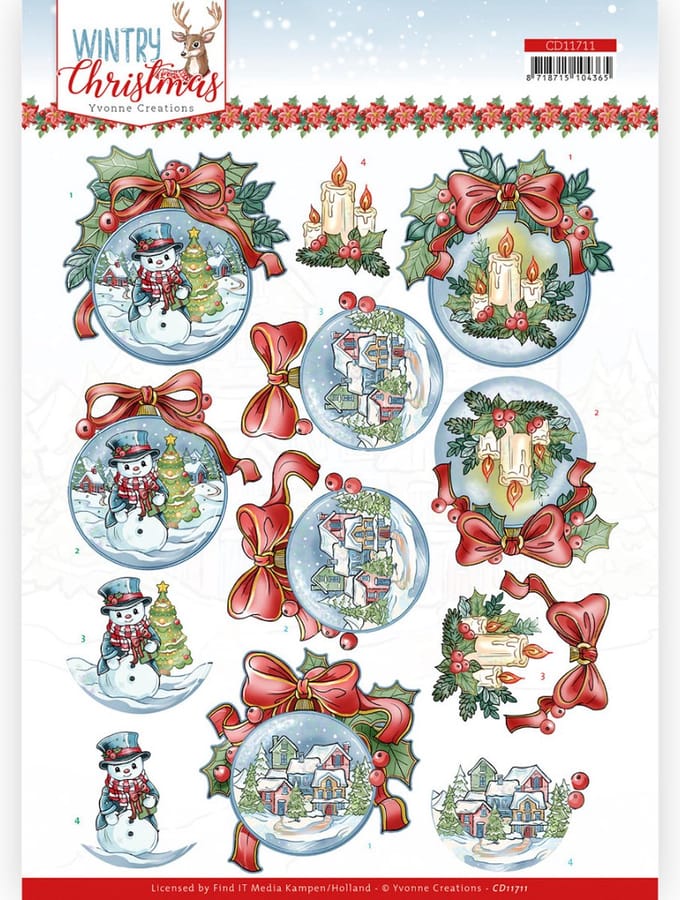 3D Cutting Sheet - Yvonne Creations - Wintry Christmas - Christmas Baubles 1 stuk
