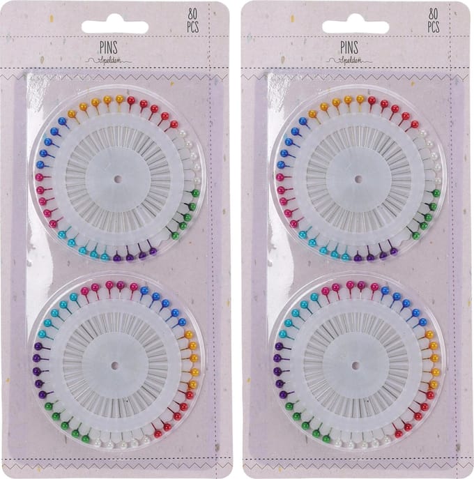 Elegance Spelden met parel kop/kopspelden/naaispelden - 3.6 cm - gekleurd - 160x stuks - hobby spelden