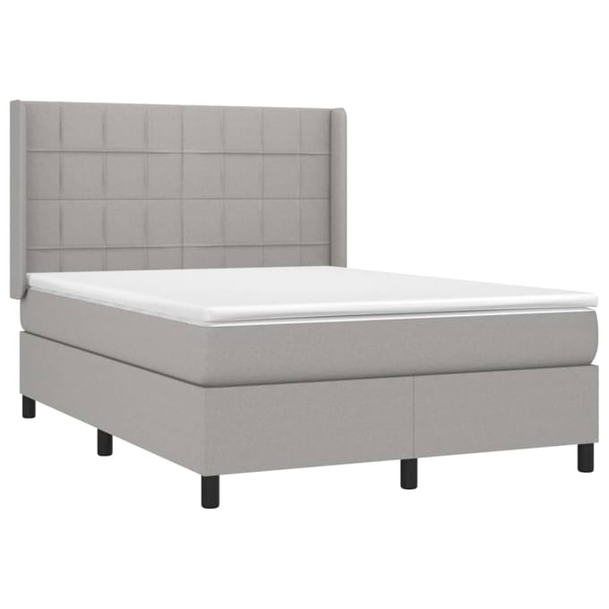 vidaXL - Boxspring - met - matras - stof - lichtgrijs - 140x190 - cm