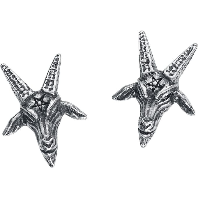 Alchemy Gothic - Gothic Oorstekerset - Baphomet Studs - voor Vrouwen - zilverkleurig