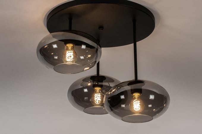 Lumidora Plafondlamp 31039 - Plafonniere - OSLO - 3 Lichts - E27 - Zwart - Grijs - Metaal