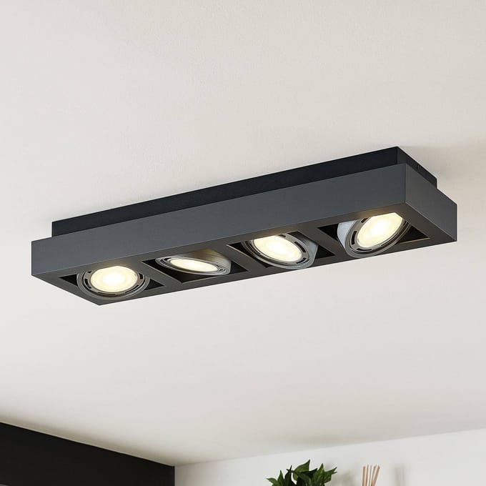 Arcchio - plafondlamp - 4lichts - Aluminium, metaal - H: 9 cm - GU10 - donkergrijs