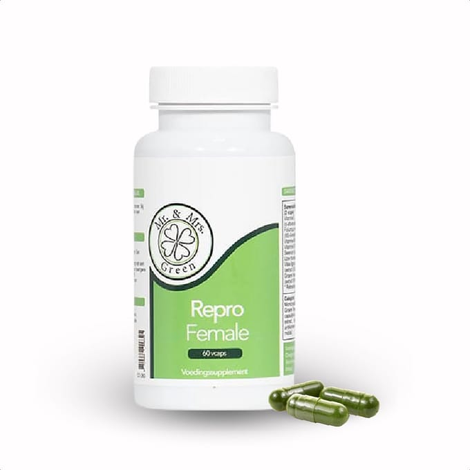 Mr and Mrs Green Repro Female - Vitex Agnus Castus - Groene Thee - Selenium - Vitamine E - Foliumzuur Supplement - 60 Capsules