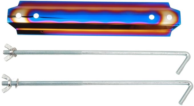 Verstelbare Accuhouder - RVS Autobatterij Beugel met 8.7 Inch Steunstangen - Universele Montage (Burn Blue)