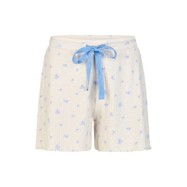 By Louise Dames Korte Pyjama Set Shortama Lichtblauw/Wit Gebloemd - Maat L