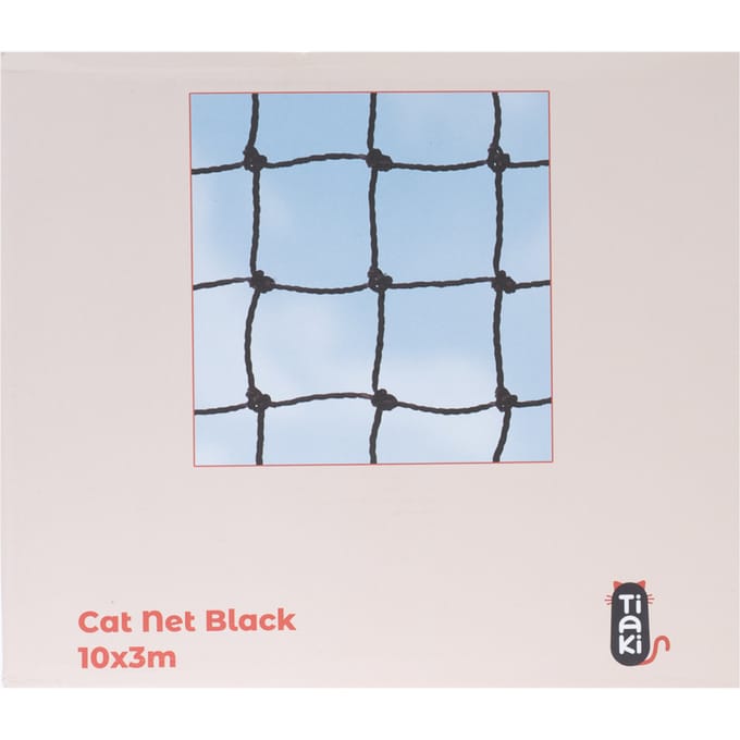 TIAKI kattenveiligheidsnet met draadversterking, zwart 10x3m