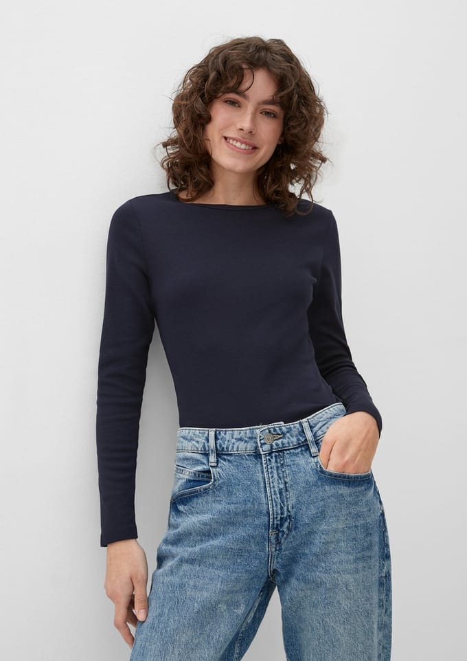 Slim fit shirt met lange mouwen van puur katoen