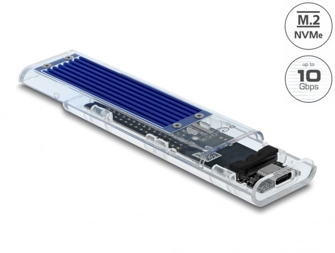 Delock External Enclosure for M.2 NVME PCIe SSD with USB Type-C™ female transparent