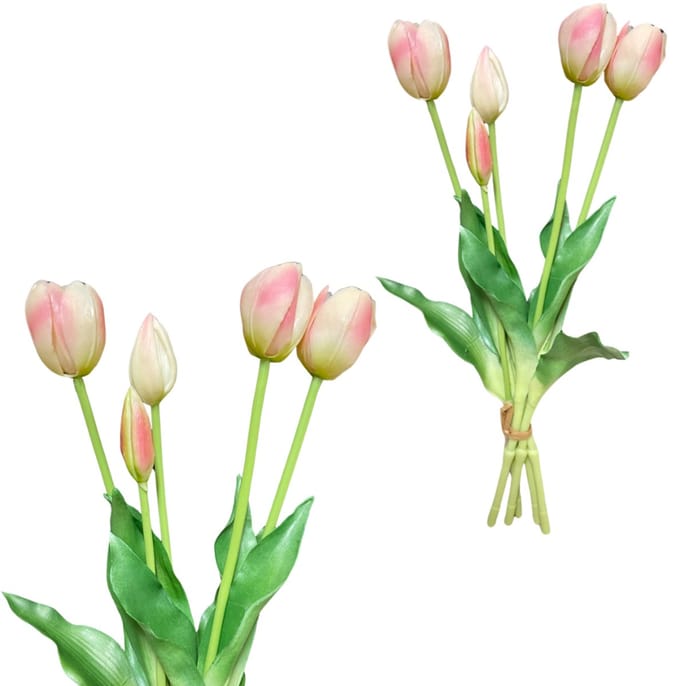Inspiruj Real Touch - Kunstboeket - Roze Tulpen - 39 cm