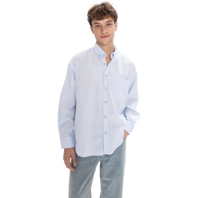 Regular Fit Knoopkraag Pocket Shirt