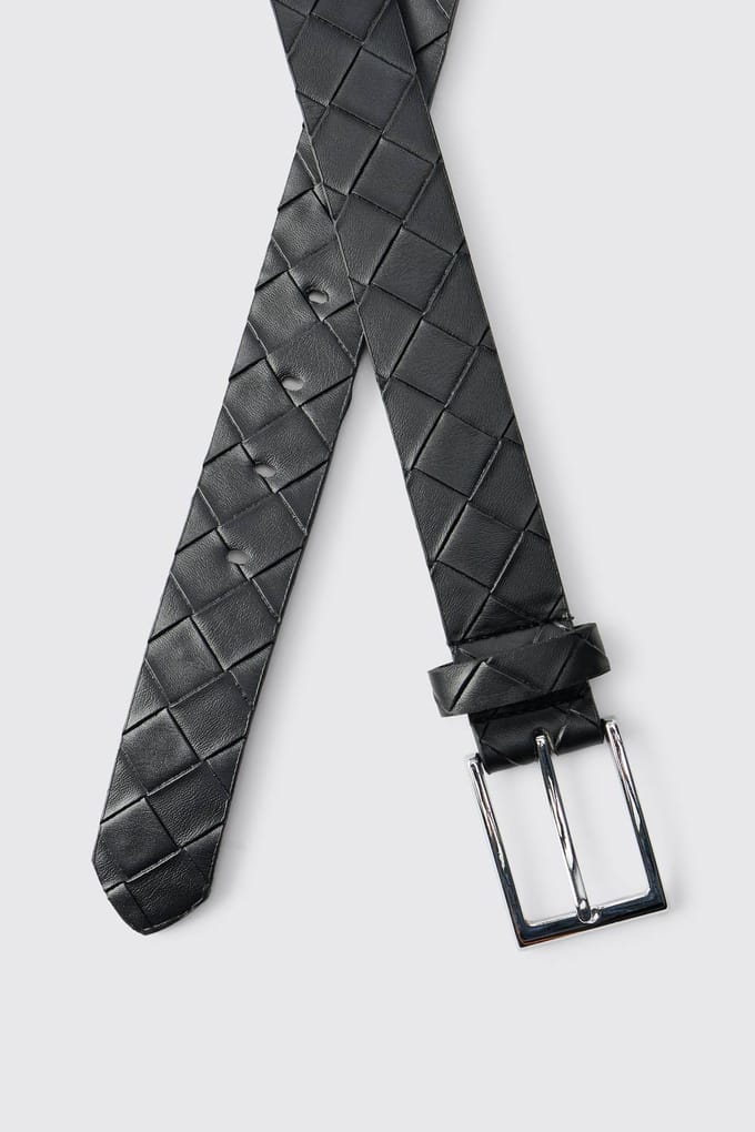 PU Diamant Geëmbosseerde Riem | Black | Size Large