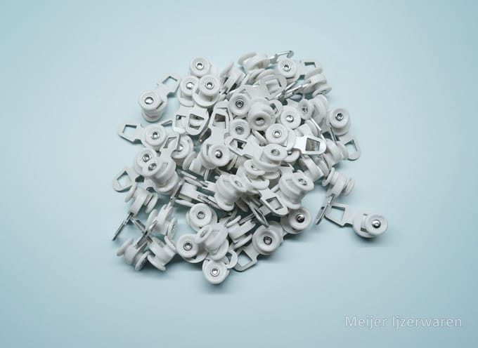Vicrone® - Gordijn Runners/Glijders - 100 stuks - wit - met wieltjes