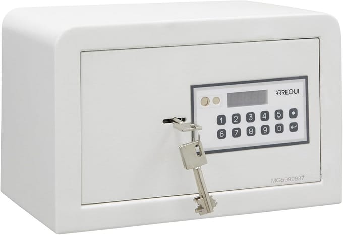 Kleine veilige kluis met dubbele vergrendeling: code en sleutel voor thuis en kantoor - 8L