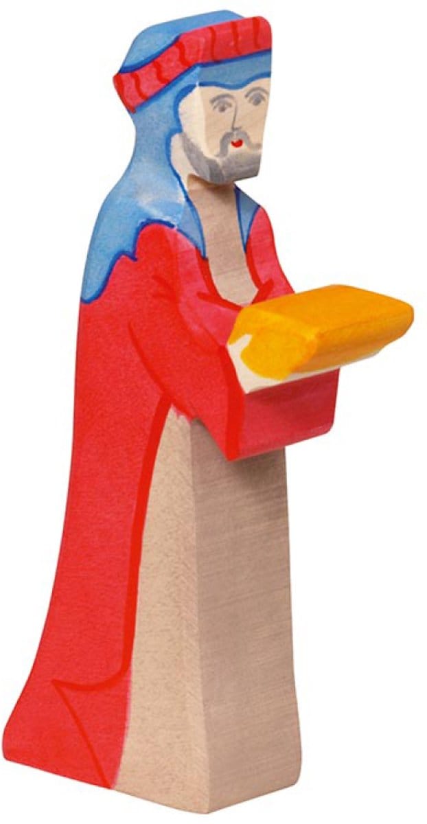 HOLZTIGER Kerstmis - Caspar Rood - 9X2X15Cm - Houten Figuur - Handgemaakt